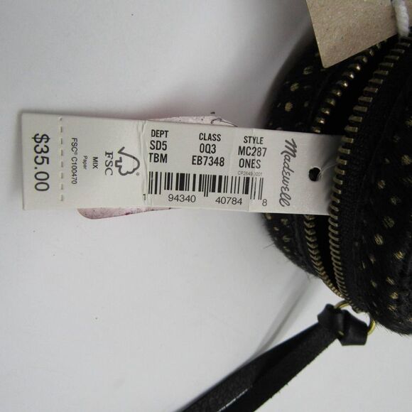 Madewell The Earbud Circle Pouch in Metallic Dot Calf Hair True Black Multi - Picture 5 of 6